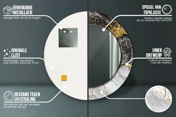 Rund spegel spektakulär Marmor och guld