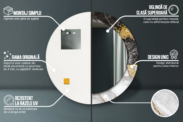 Rund spegel spektakulär Marmor och guld