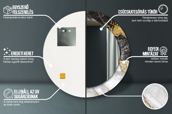 Rund spegel spektakulär Marmor och guld