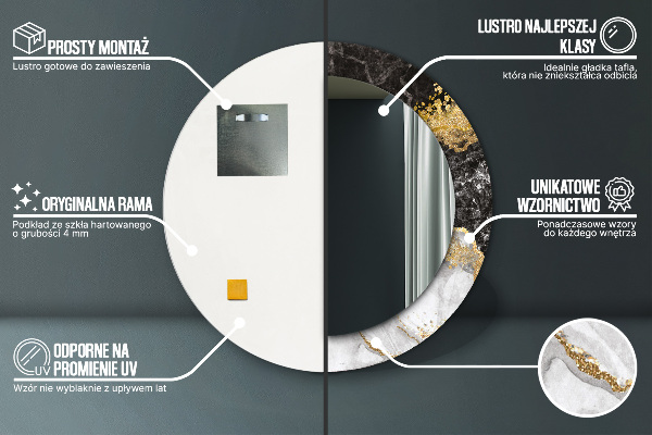 Rund spegel spektakulär Marmor och guld