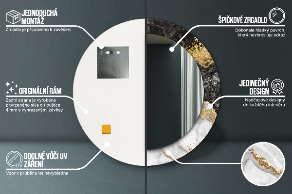 Rund spegel spektakulär Marmor och guld