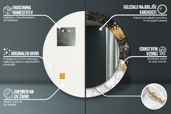 Rund spegel spektakulär Marmor och guld