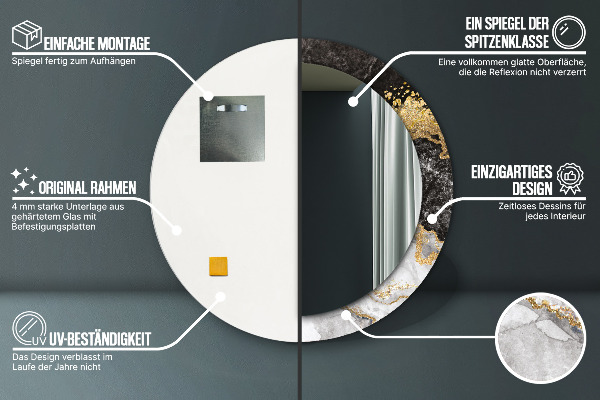 Rund spegel spektakulär Marmor och guld