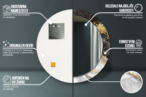 Rund spegel spektakulär Marmor och guld