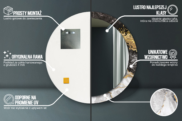 Rund spegel spektakulär Marmor och guld