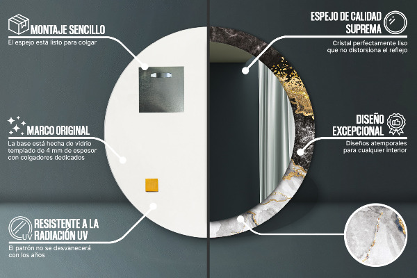 Rund spegel spektakulär Marmor och guld