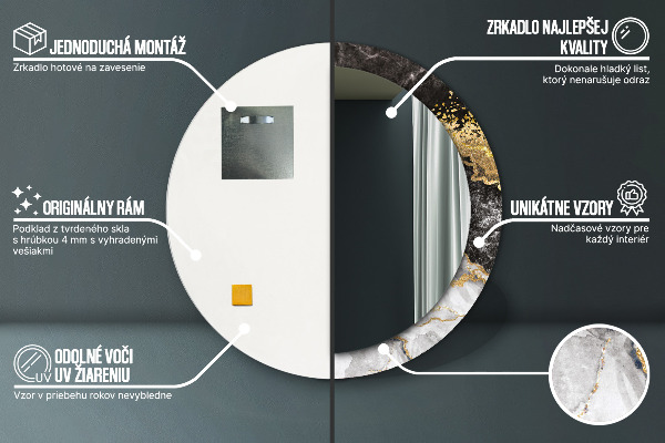 Rund spegel spektakulär Marmor och guld