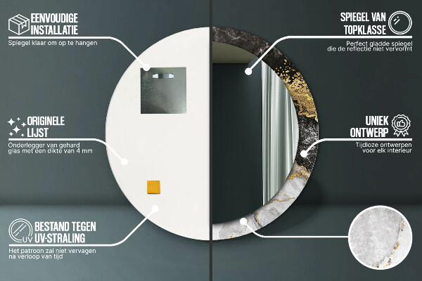 Rund spegel spektakulär Marmor och guld