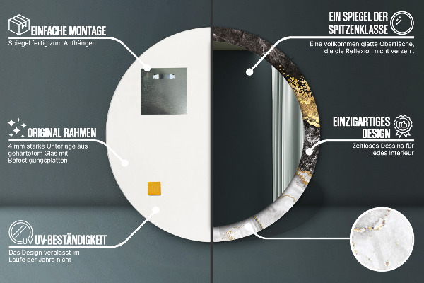 Rund spegel spektakulär Marmor och guld