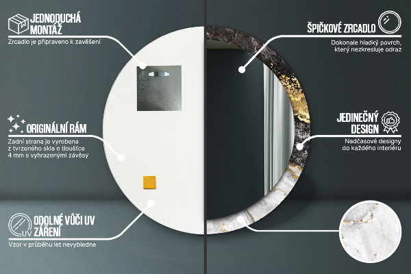Rund spegel spektakulär Marmor och guld