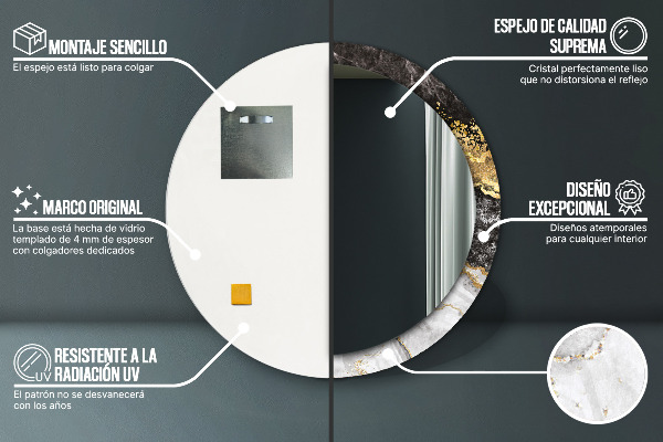 Rund spegel spektakulär Marmor och guld