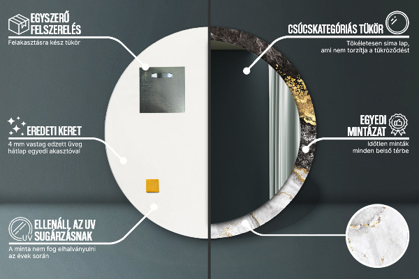 Rund spegel spektakulär Marmor och guld