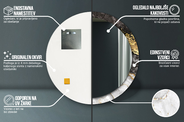 Rund spegel spektakulär Marmor och guld