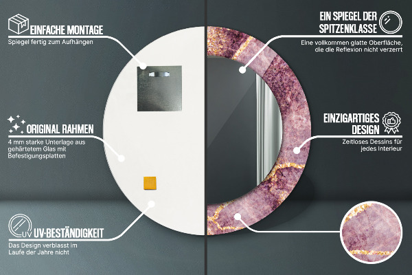 Rund spegel spektakulär Marmor med guld