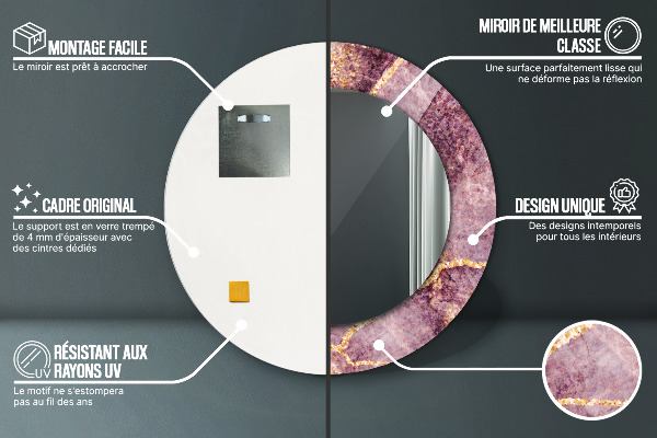 Rund spegel spektakulär Marmor med guld
