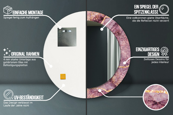 Rund spegel spektakulär Marmor med guld