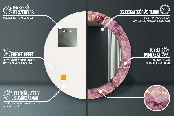 Rund spegel spektakulär Marmor med guld