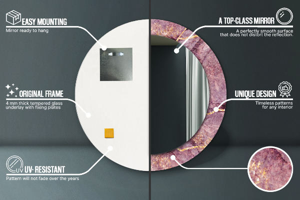 Rund spegel spektakulär Marmor med guld