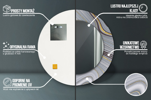 Rund spegel spektakulär Grå marmor