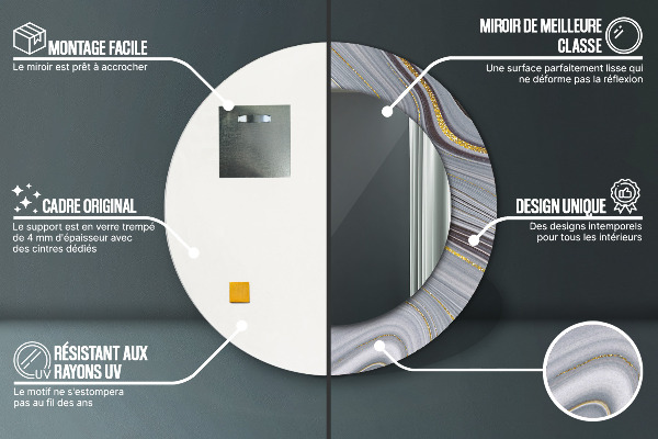 Rund spegel spektakulär Grå marmor
