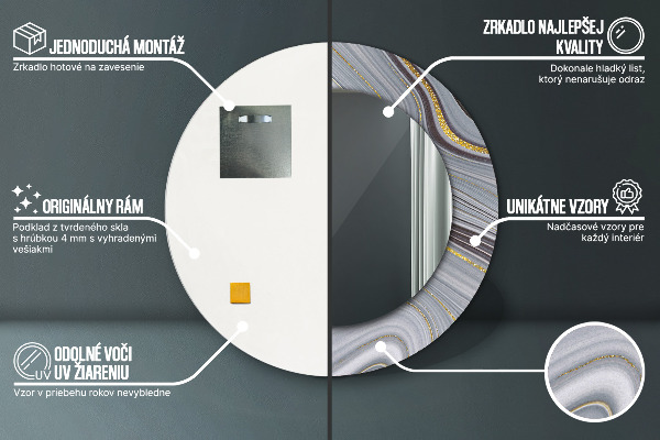 Rund spegel spektakulär Grå marmor