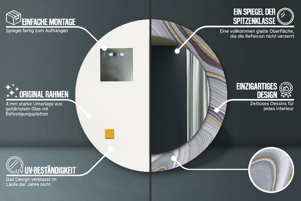 Rund spegel spektakulär Grå marmor