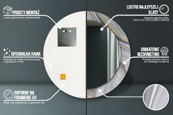 Rund spegel spektakulär Grå marmor