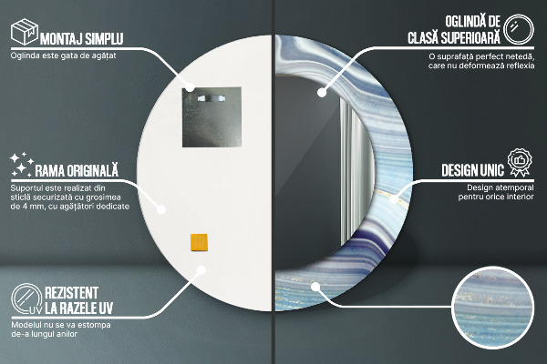 Rund spegel spektakulär Blå marmor