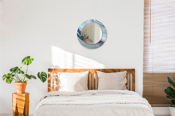 Rund spegel spektakulär Blå marmor