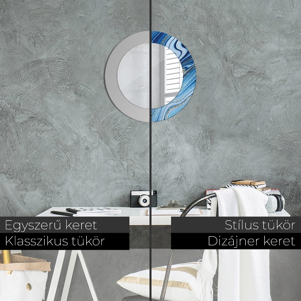 Rund spegel elegant Blå marmorering