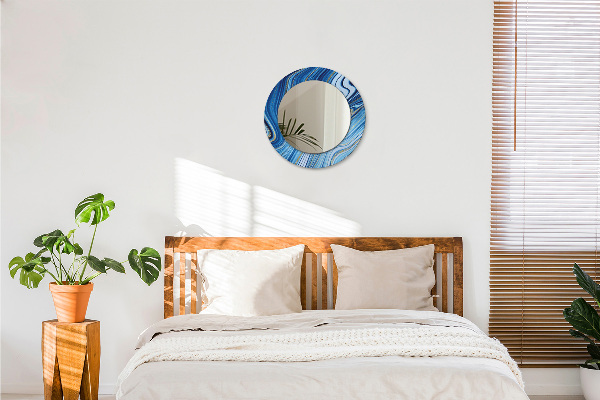 Rund spegel elegant Blå marmorering