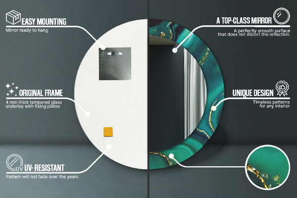 Rund spegel elegant Smaragd marmor