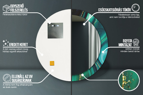 Rund spegel elegant Smaragd marmor