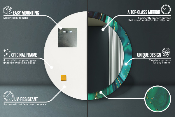 Rund spegel elegant Smaragd marmor