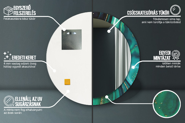 Rund spegel elegant Smaragd marmor