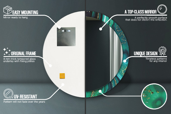 Rund spegel elegant Smaragd marmor