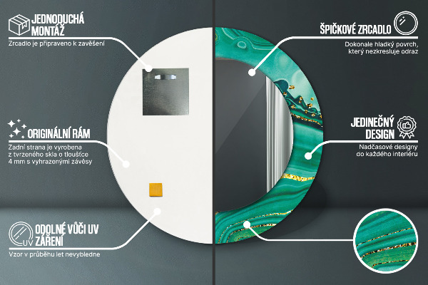 Rund spegel elegant Agat jaspis marmor