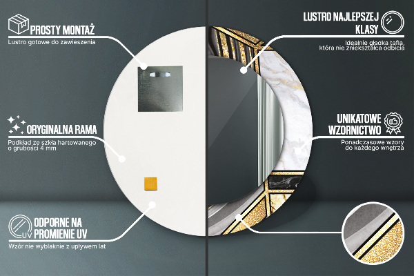 Rund spegel elegant Marmor agat och guld