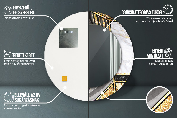 Rund spegel elegant Marmor agat och guld