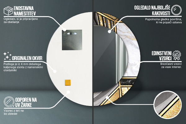 Rund spegel elegant Marmor agat och guld