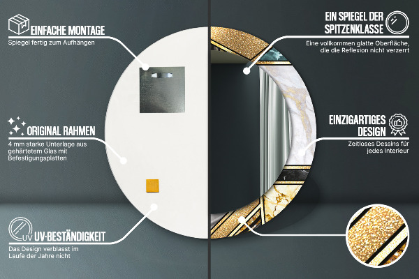 Rund spegel elegant Marmor agat och guld