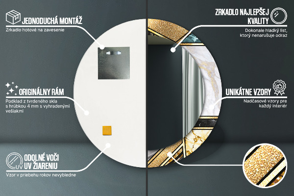 Rund spegel elegant Marmor agat och guld