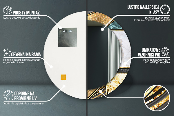 Rund spegel elegant Marmor agat och guld