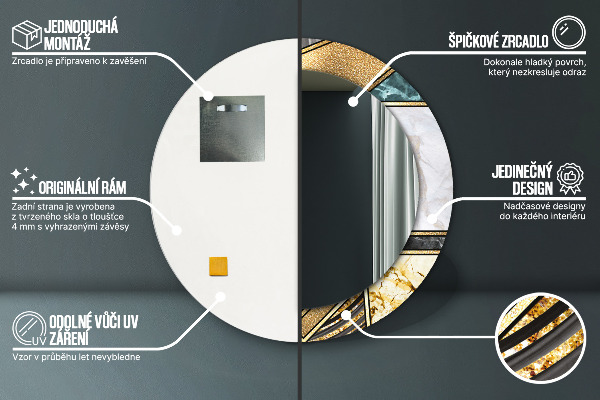 Rund spegel elegant Marmor agat och guld