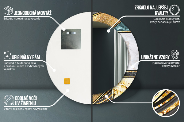 Rund spegel elegant Marmor agat och guld