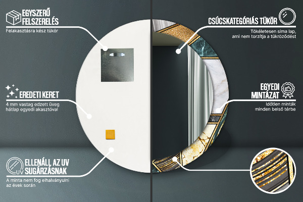 Rund spegel elegant Marmor agat och guld