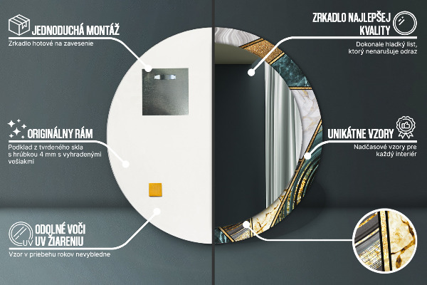 Rund spegel elegant Marmor agat och guld