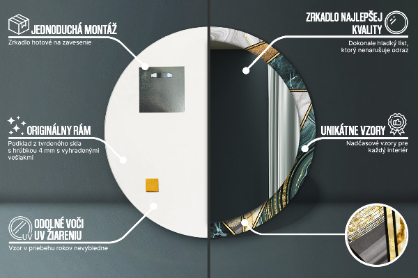 Rund spegel elegant Marmor agat och guld