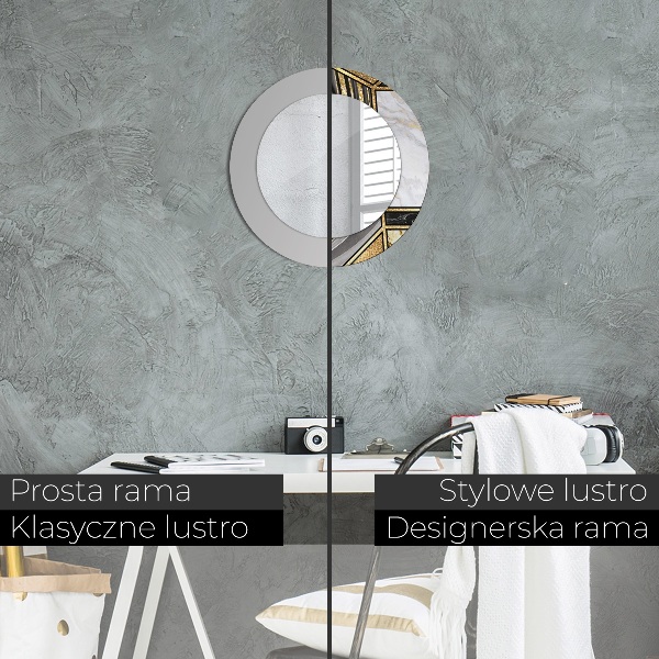 Rund spegel elegant Marmor agat och guld