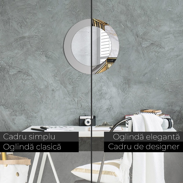 Rund spegel elegant Marmor agat och guld